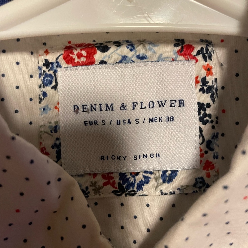 Denim & Flower Men's Floral Polka Dot Shirt